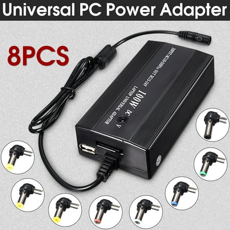 100W 6A 8 Tips Car Home Universal AC DC Adapter Power Supply Battery Charger Cable Adapter for IBM, Asus, Fujitsu, Gateway, Lenovo, Sony Dell Toshiba Acer Samsung Notebook