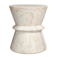 thumbnail image 3 of Hourglass Travertine Stone Finish Italian Design MgO Side Accent Table, 3 of 13