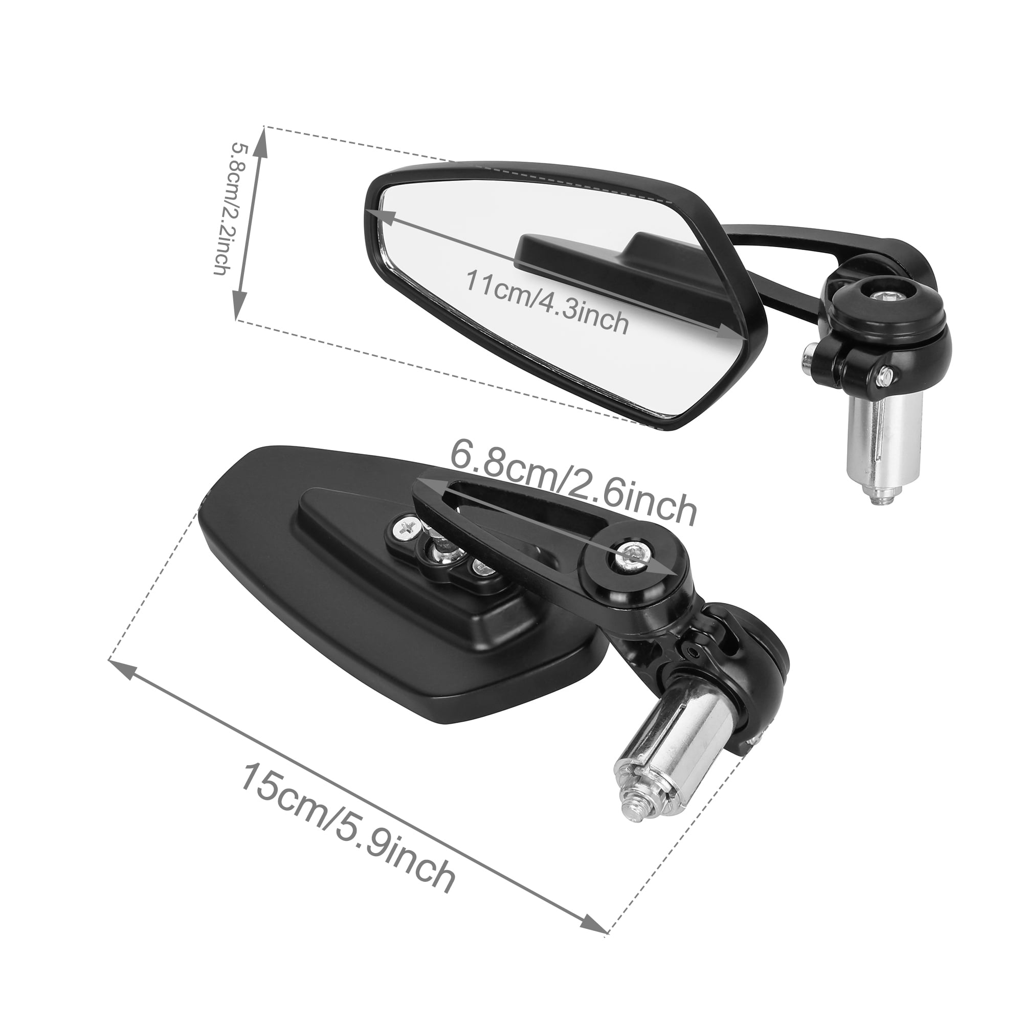 2Pcs Universal Motorcycle Mirrors, Handlebar Rear View Side Mirror Compatible for Bike, Scooter, ATV, UTV, Dirt Bike and More, Black
