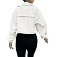 thumbnail image 5 of RYRJJ Womens Cropped Bomber Jacket Trendy Zip Up Lightweight Oversized Anorak Coat Fall Casual Outwear with Pockets(White,XXL), 5 of 5