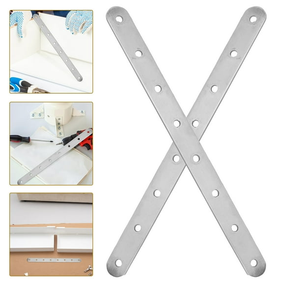 WHAMVOX 2 Pcs Flat Straight Brace Stainless Steel Corner .20X2.00X0.20CM