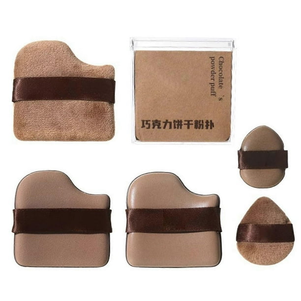 6pcs Chocolate Biscuit Powder Puff Non-Absorbent Makeup Blender Sponge for Dry/Wet Makeup Application