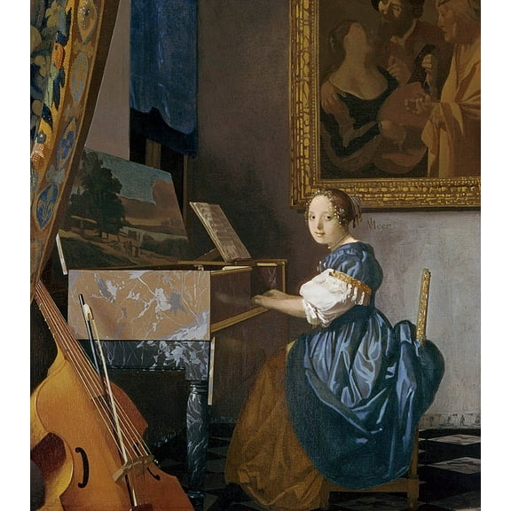 Vermeer "A Young Lady Seated at a Virginal" (1670) Glossy Poster