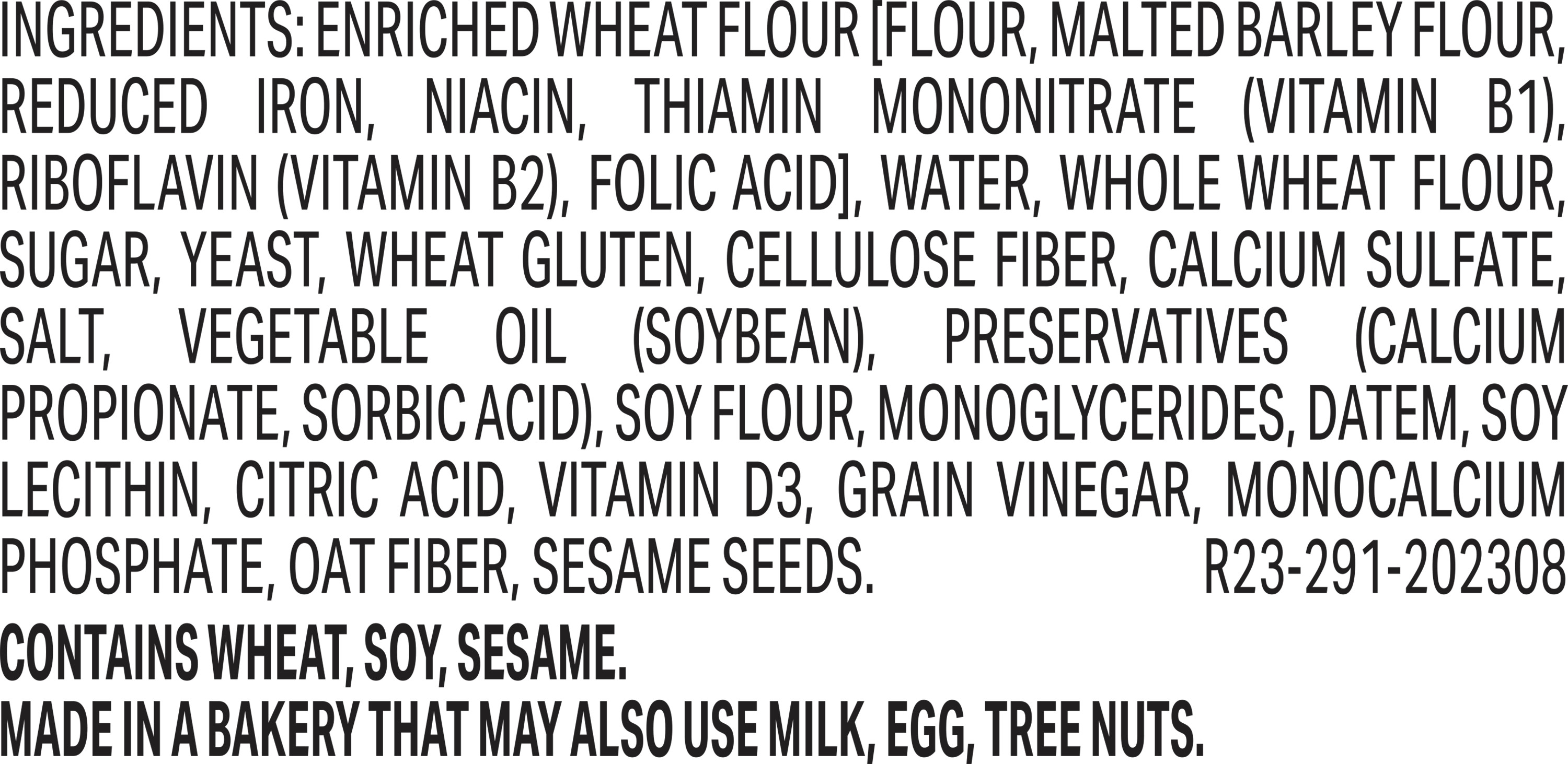 Sara Lee White made with Whole Grain Bread, 20 oz, Plain Wheat Bread, Bag