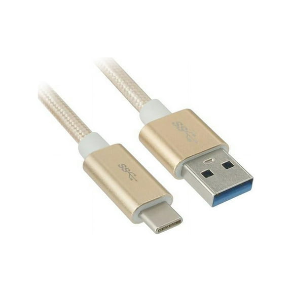 Nippon Labs 50USB3-CM-AM-GP-1 Nylon Braided 1 ft. USB 3.2 Gen 1 USB-C Male to USB-A Male Cable