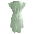 thumbnail image 5 of JIAYUE Girls Summer Dresses Solid Color Sleeveless Crew Neck A-Line Mid Length Elegant Ruffled Dress For Children Casual Layering Wear, 5 of 5