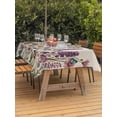 thumbnail image 3 of Outdoor Tablecloth with Umbrella Hole for Patio/Picnic/Party/Camping, Purple Flowers Waterproof Table Cloth Rectangle Table Cover Washable, Spring Butterflies Lavender Daisy Beige (60"x 84"), 3 of 8