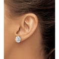 thumbnail image 3 of Sterling Silver Rhodium-Plated Polished & Rippled Halo Cz Post Earrings (Width 11.5) (Length 11.5) - Jbsp, 3 of 5
