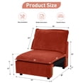 thumbnail image 2 of Ainfox 35" W Cloud Modular Sectional Sofa for Living Room, Modern Deep Seat Comfy Couch, Corduroy Rainbow Upholstered, Armless Chair Module(Red), 2 of 6