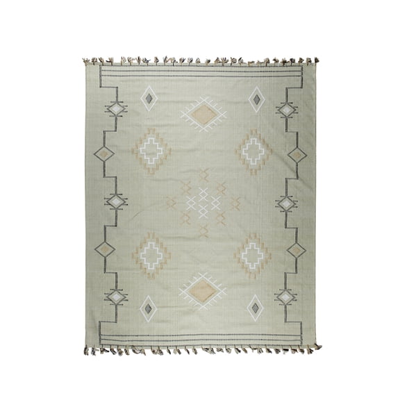 EORC EI04BG4X6 Hand-Knotted Wool Flat Weave Rug, 4' x 6', Beige Area Rug