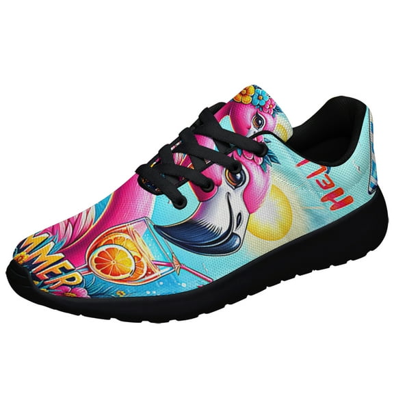 Hello Summer Flamingo Gnome Shoes Sneakers for Women Men Black Size 3.5