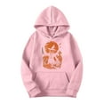 thumbnail image 4 of GaThRRgYP Womens Tops Plus Size V Neck,Women Long-sleeved Hooded Pocket Halloween Printed Casual Loose Sweatshirt Pink S, 4 of 4