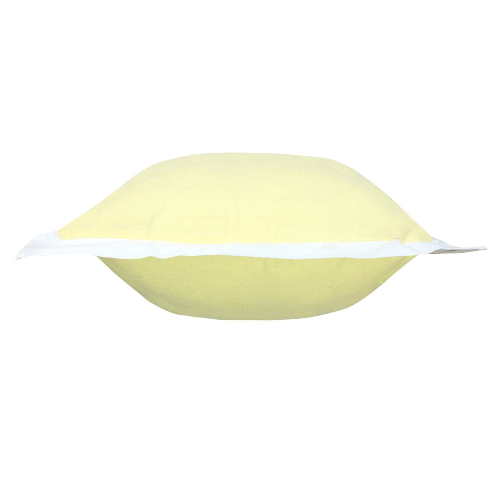 LR Home Ox Bay Hand-Woven Yellow/White Bordered All-Natural Cotton Pillow Cover