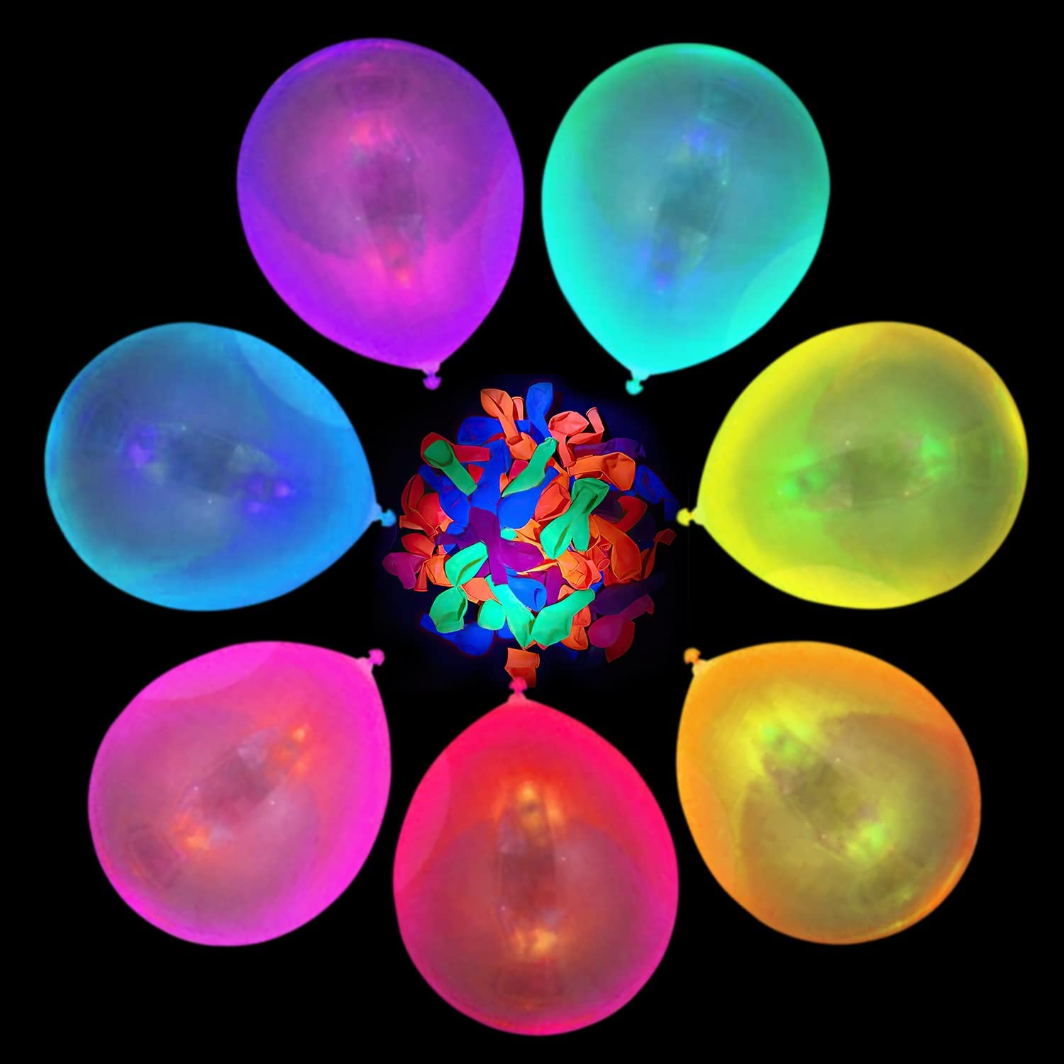 150 Pieces UV Neon Balloons Neon Glow Party Balloons 12 inch Blacklight