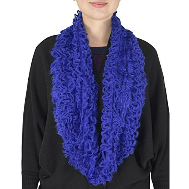 Peach Couture Super Warm Ultra Thick Plush Stretchy Ruffled Infinity Loop Scarf