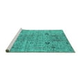 thumbnail image 2 of Ahgly Company Machine Washable Indoor Rectangle Oriental Turquoise Blue Industrial Area Rugs, 2' x 5', 2 of 4