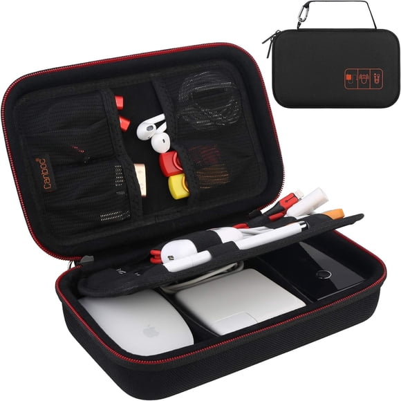 Canboc Organisateur Électronique Rigide Étui de Voyage Accessoires Électroniques Sac de Rangement pour Câbles Double Couche Antichoc pour Cordon de Chargeur