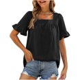 thumbnail image 1 of Blusas y blusas para mujer Elegantes camisas de verano con mangas con volantes y cuello cuadrado Blusas con lazo en la espalda OAVQHLG3B Store lin121212, 1 of 5