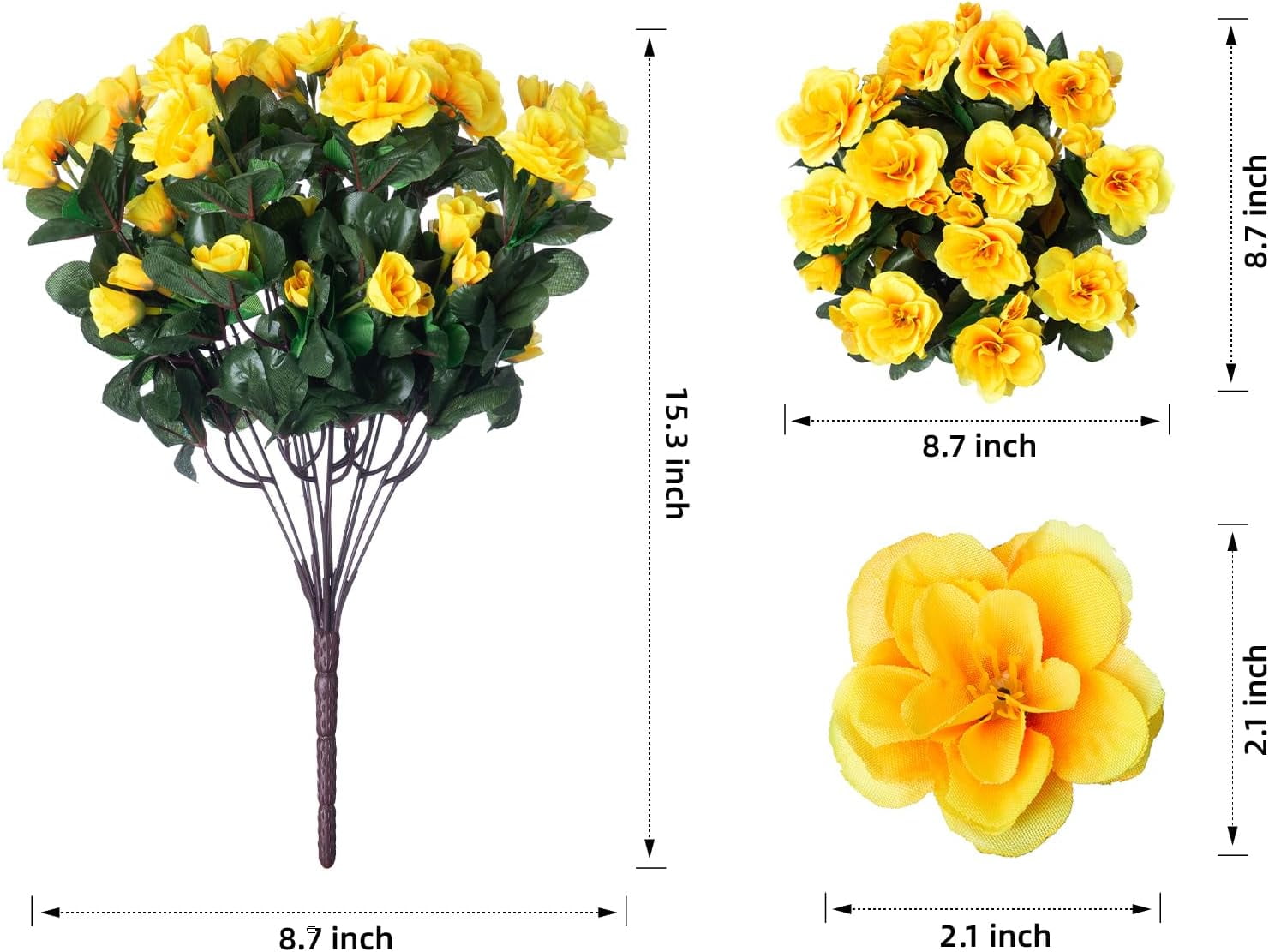 Artificial Fake Outdoor Flowers Plants for Spring Home Decoration, Faux Silk Red Camellia UV Resistant Realistic Look Real for Planter Outside Front Door Porch Patio Balcony, 3 Bundles