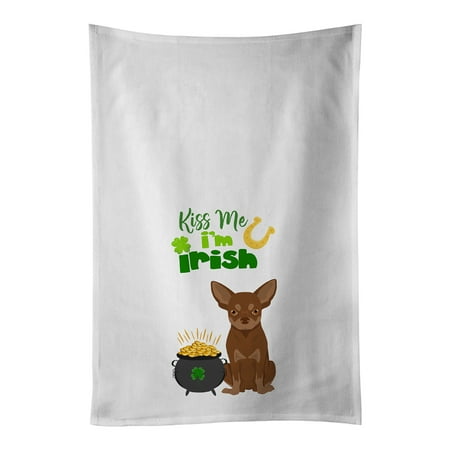 

Caroline s Treasures WDK4789WTKT Chocolate and Tan Chihuahua St. Patrick s Day White Kitchen Towel Set of 2 Dish Towels