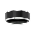 thumbnail image 2 of Bling Jewelry Mens Simple Black Titanium Wedding Band Ring Silver Two-Tone Beveled Edge Comfort Fit, 2 of 4