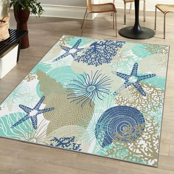 Alfombra Tritard Nautical Coastal Antideslizante 244x305 cm Azul Marino