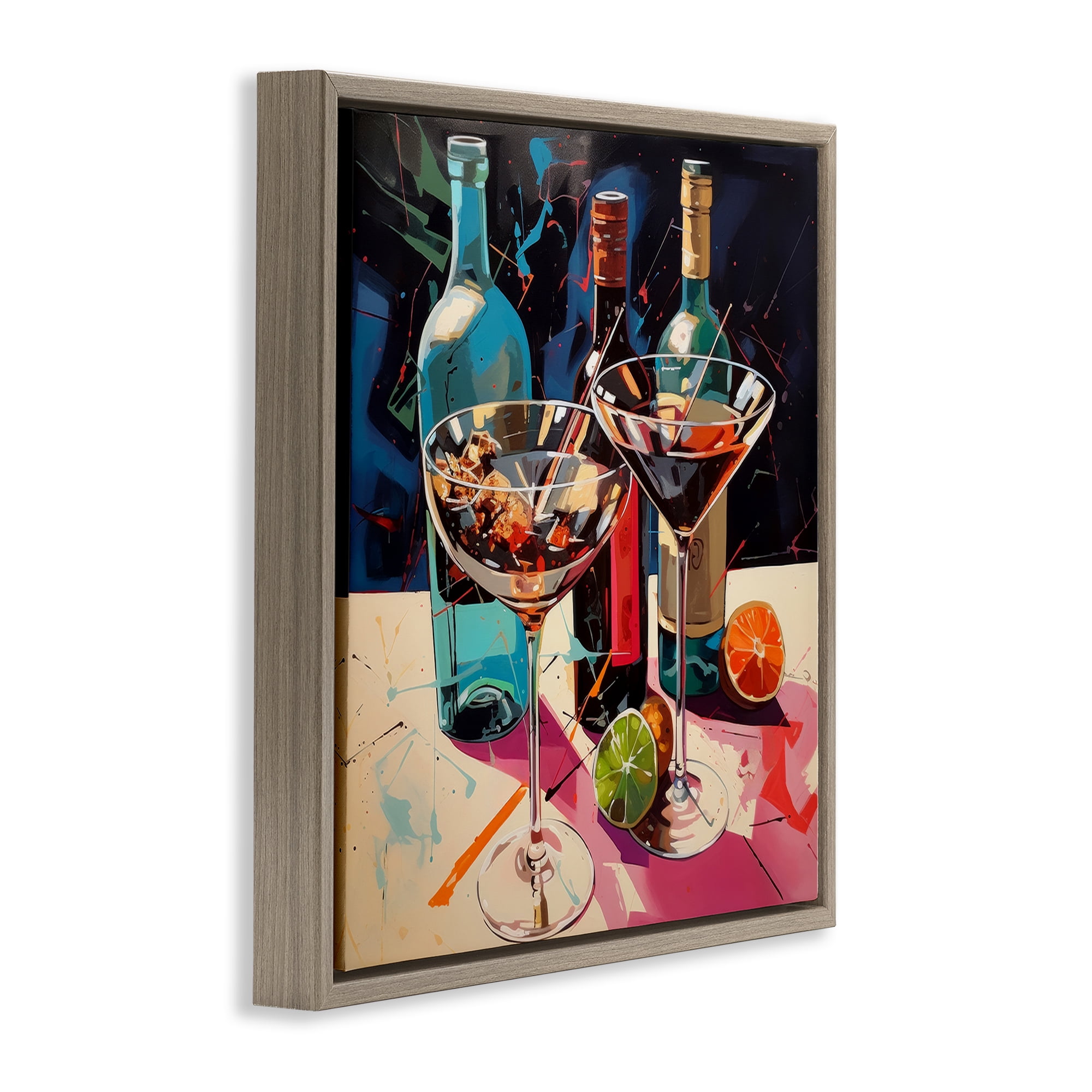 Stupell Industries Artsy Cocktails of Every Sip Brown Framed Floater Canvas Wall Art, design by Lazar Studio