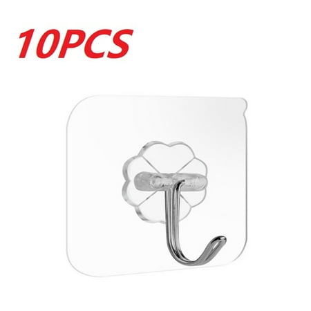 

DabuLiu 10PCS Transparent Stainless Steel Strong Self Adhesive Hooks Home Storage Hanger for Kitchen Bathroom Door Wall Multi-Function