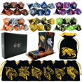 thumbnail image 1 of TOYFUL 6 Sets Double-Colors DND Dice Polyhedral Dungeons and Dragons DND RPG MTG Table Game Dice Bulk with Seven Free Drawstring Bags and D&D Dice Tower Gift Package Black, 1 of 7