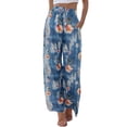 thumbnail image 2 of Blue Women's Casual Pants, Womens Daily Elastic Waist Pockets Straight Printed Color Casual Pants Loose Long Trousers,Women's Casual Pants XXL, 2 of 9