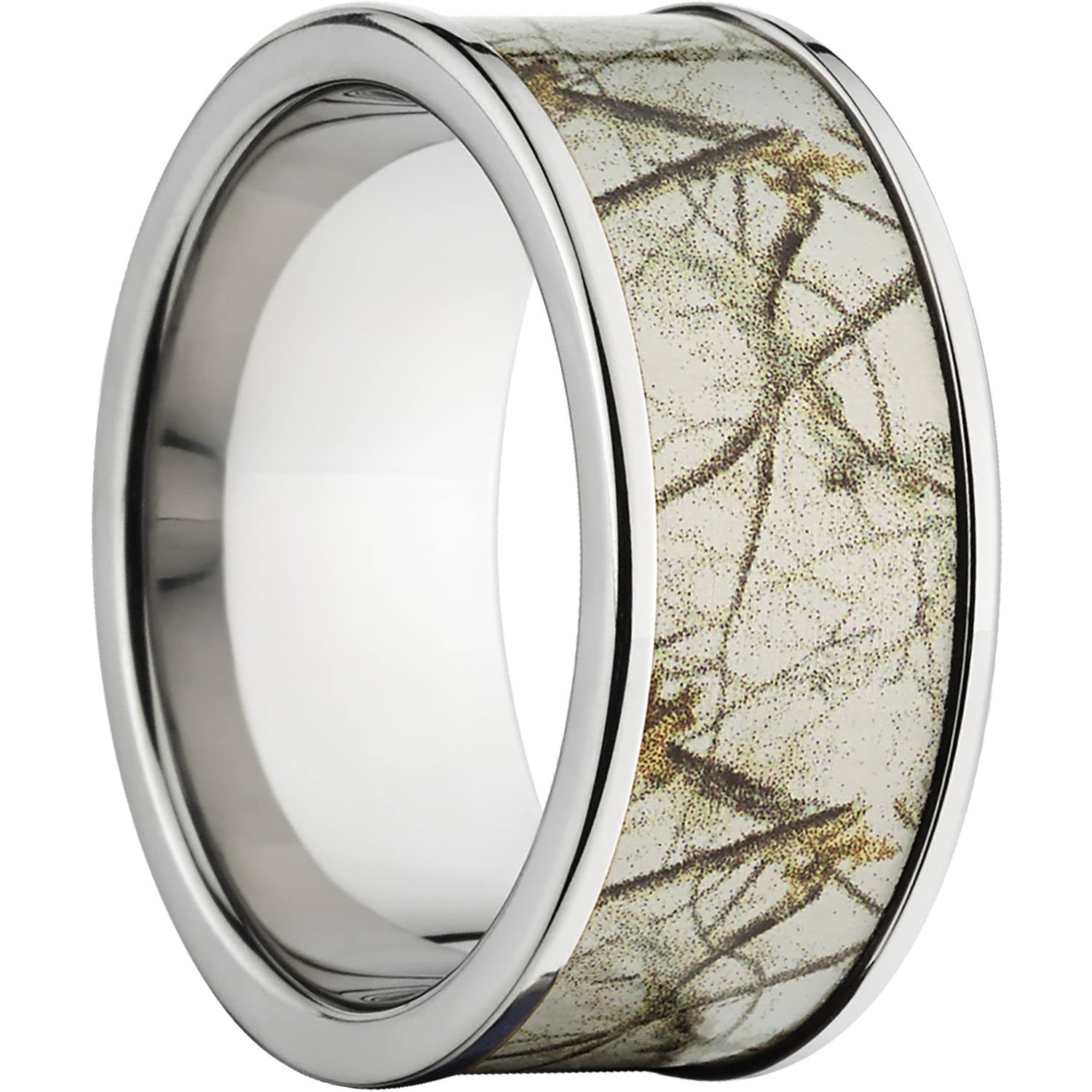 10mm Flat Titanium Ring with a RealTree Snow Camo Inlay