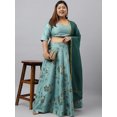 thumbnail image 2 of XL LOVE By Janasya Women's Sea Green Poly Silk Foil Printed Lehenga Choli With Scarf, 2 of 8