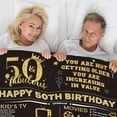 thumbnail image 4 of LHSHID Happy 50th Birthday Gifts Throw Blanket for Men 50 Years Birthday Gift Ideas for Women Wife Husband Soft Black Gold Flannel Fleece Blanket for Sofa Couch Party Decorations 50x60in, 4 of 7