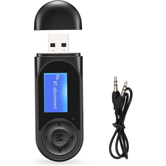 Bluetooth Transmitter Receiver with LCD Screen, 2 in 1 Noise Cancelling Bluetooth AUX Adapter for Car, 3.5mm Wireless Audio Adapter for Car/Home Stereo/Speaker, Hands-Free Calling, Plug and Play