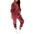 thumbnail image 2 of LilyLLL Women Velvet Outfits Long Sleeve Hoodie Sweatershirt Tops Pants Tracksuit Set, 2 of 5