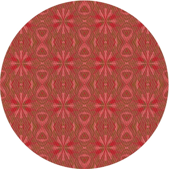 Ahgly Company Machine Washable Indoor Round Transitional Grapefruit Red Area Rugs, 6' Round