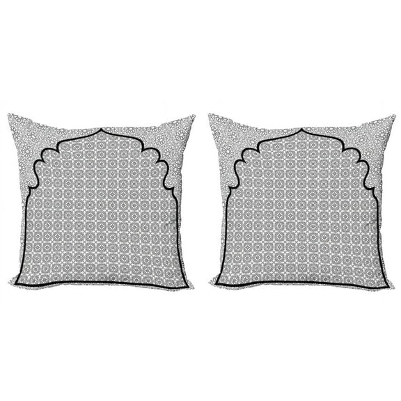 Ambesonne Moroccan Throw Pillow Cover 2 Pack, Turkish Ottoman Mosaic, 20", Black White