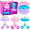 thumbnail image 1 of Conjunto de disfraces de princesa BIBUTY con 3 pares de zapatos, vestidos y coronas, 1 of 8