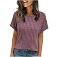 thumbnail image 2 of LOVZFMLL Spring Tops for Women Short Sleeve Tunic Tops 2025 Dressy Casual Business Blouses Summer Fashion Outfits Clothes Purple M, 2 of 9