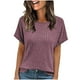 thumbnail image 1 of Mujeres de Manga Corta Tops Nuevo Color Sólido Cuello Redondo Tira de Punto, Poliéster, 1 of 9