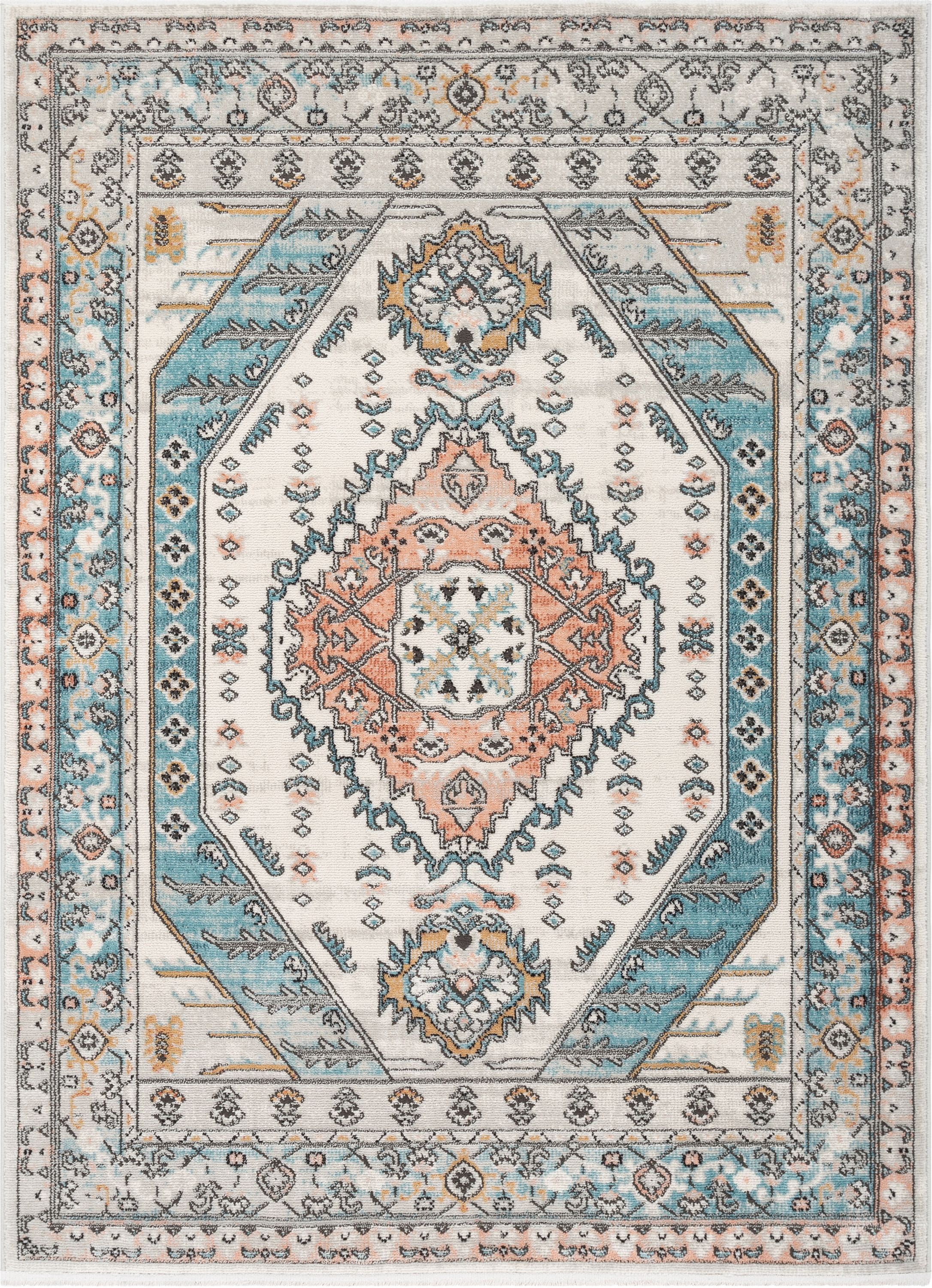 Well Woven Indira1 Jane Vintage Bohemian Aztec Tribal Blue 3'11 x 5'3" Area Rug