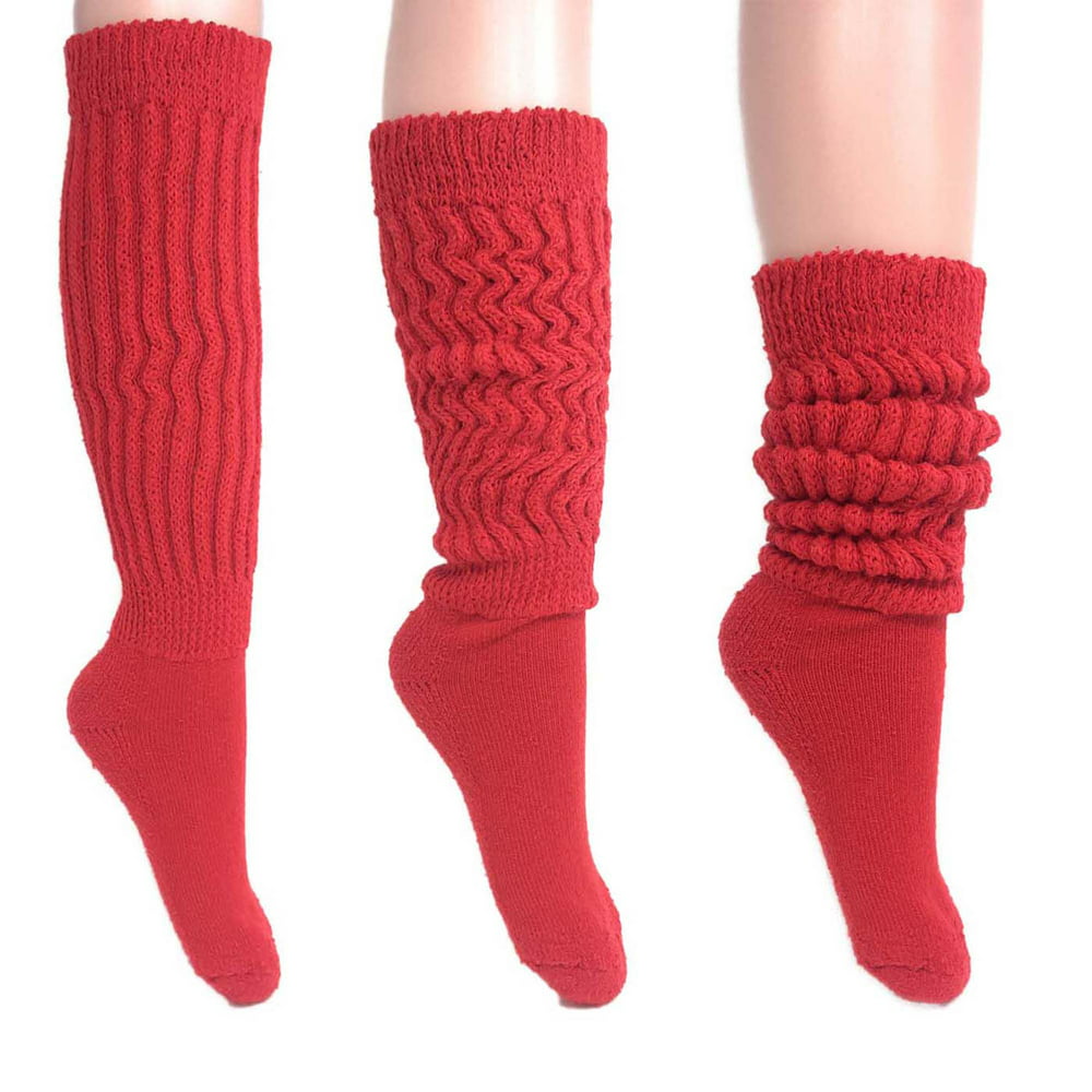 AWS/American Made - Red Slouch Socks for Women Cotton Socks Size 9 to ...