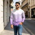 thumbnail image 5 of OIOLOYJM Mens T Shirts Casual Cotton Long-Sleeve Crew Neck Gradient Hiking Sport Tee Shirts Basic Lightweight Breathable Workout Tees Light Purple XL, 5 of 5
