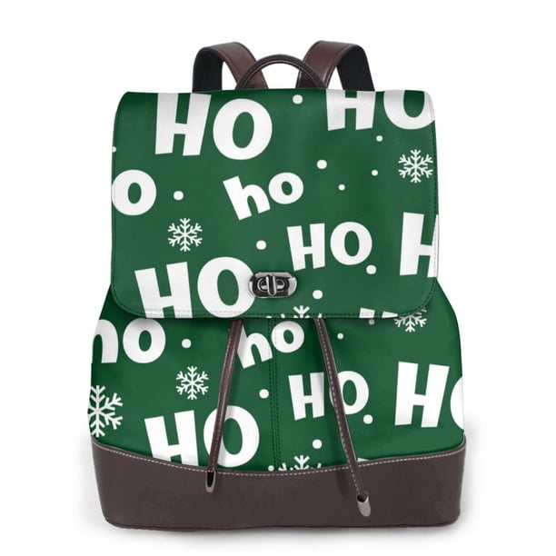 Disketp Ho Ho Ho A Mochila de Cuero para Mujer, Bolso de Espalda Antirrobo con Estilo para Viaje, Trabajo y Uso Diario