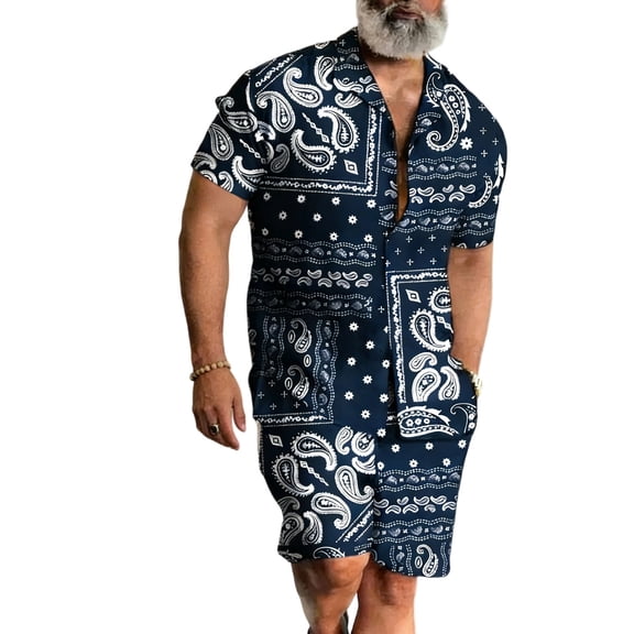 CONZONE Mens Summer 2 Peice Set Hawaii Outfits for Men Casual Graphic Short Sleeve Tshirts Shorts Cozy Lightweight Beach Tracksuit
