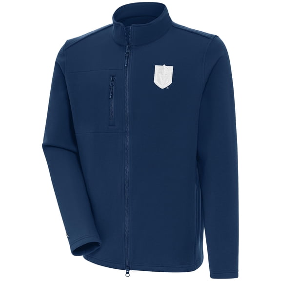 Men's Antigua Navy Vegas Golden Knights White Logo Objection Full-Zip Jacket
