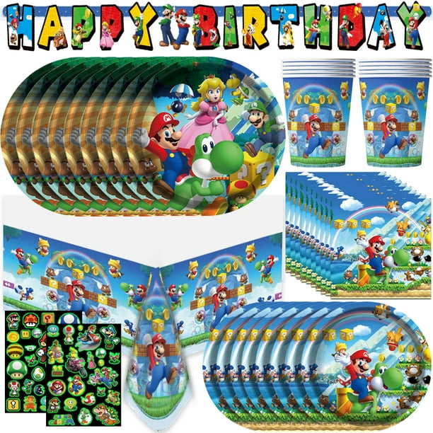 Nuevos globos de decoración de cumpleaños de Mario Bros, suministros para fiestas, vajilla desechable para fiestas, pancartas, serpentinas, suministros para baby shower, regalos