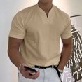thumbnail image 2 of Camiseta de verano con cuello en V para hombre de gimnasio con bolsillo de algodón elástico suave transpirable Fitness camisa de manga corta para hombre, 2 of 4