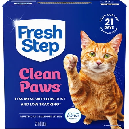 Fresh Step Clean Paws Multi Cat Clumping Litter with Febreze Freshness, 22 lb