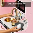 thumbnail image 4 of Best Choice Products Pretend Play Kitchen Wooden Toy Set for Kids w/ Telephone, Utensils, Oven, Microwave - Pink Floral, 4 of 8